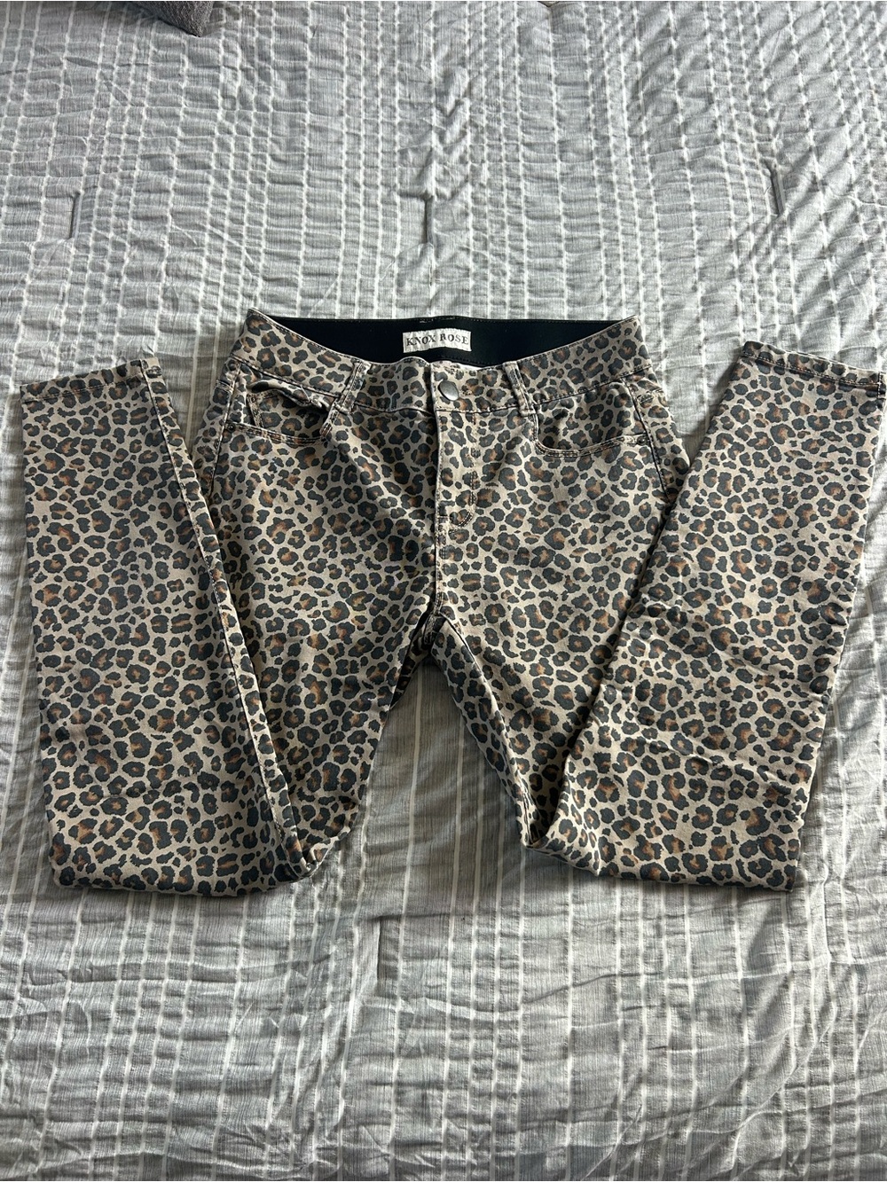 Leopard Print Slim Pants - Beige Brown